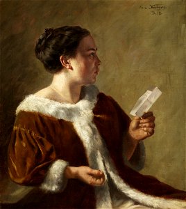 Otto Karl Kirberg Dame in pelzverbrämtem Mantel 1918