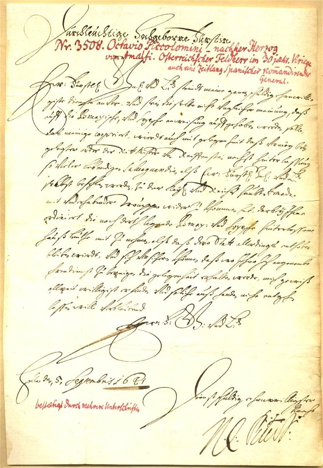 Ottavio Piccolomini Brief 1641-09-05