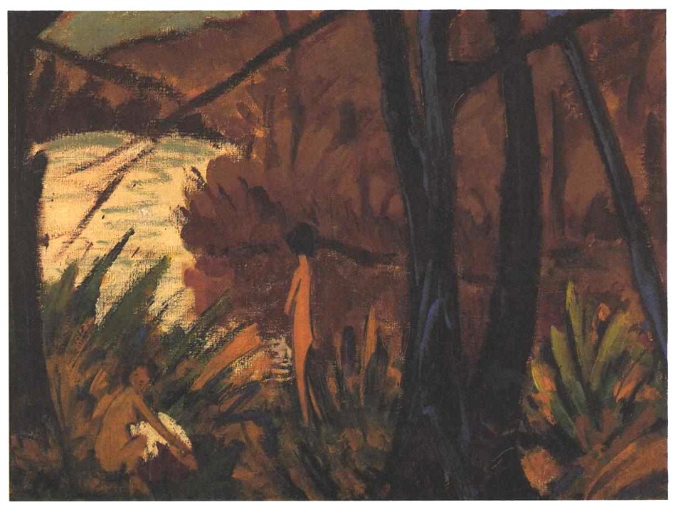 Otto Mueller - Waldsee mit zwei Akten