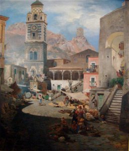 Oswald Achenbach Marktplatz Amalfi