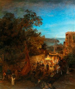 Oswald Achenbach - Ischia – Feast of St Anne, Casamicciola
