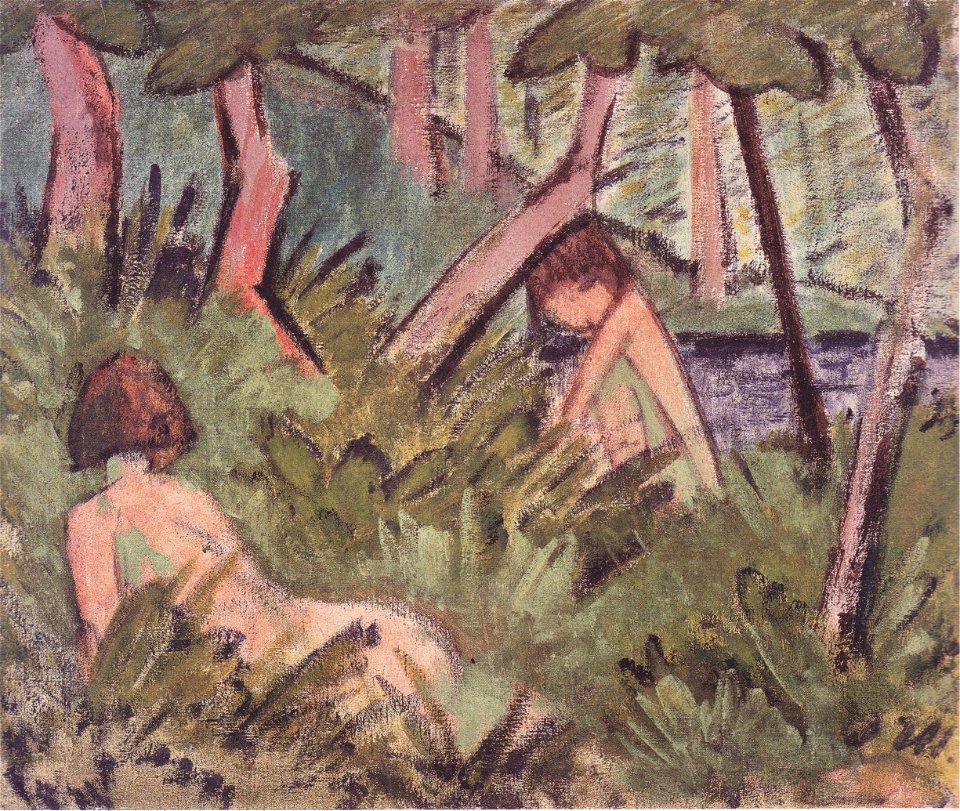 Otto Mueller - Zwei im Wald liegende Akte - ca1920