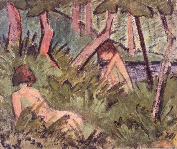 Otto Mueller - Zwei im Wald liegende Akte - ca1920