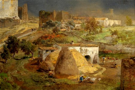 Oswald Achenbach Via Appia mit dem Grabmal der Caecilia Metella detail2