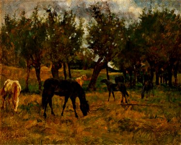 Otakar Lebeda (1877-1901) - Koně na pastvě