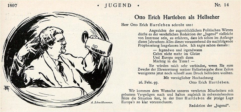Otto Erich Hartleben als Hellseher, 1897