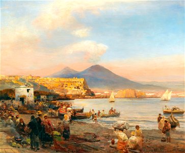 Oswald Achenbach - Sunset in the Bay of Naples
