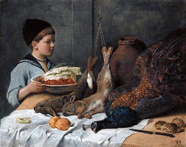 Otto Scholderer - Knabe mit Gemüseschüssel und totem Wild - 14507 - Bavarian State Painting Collections