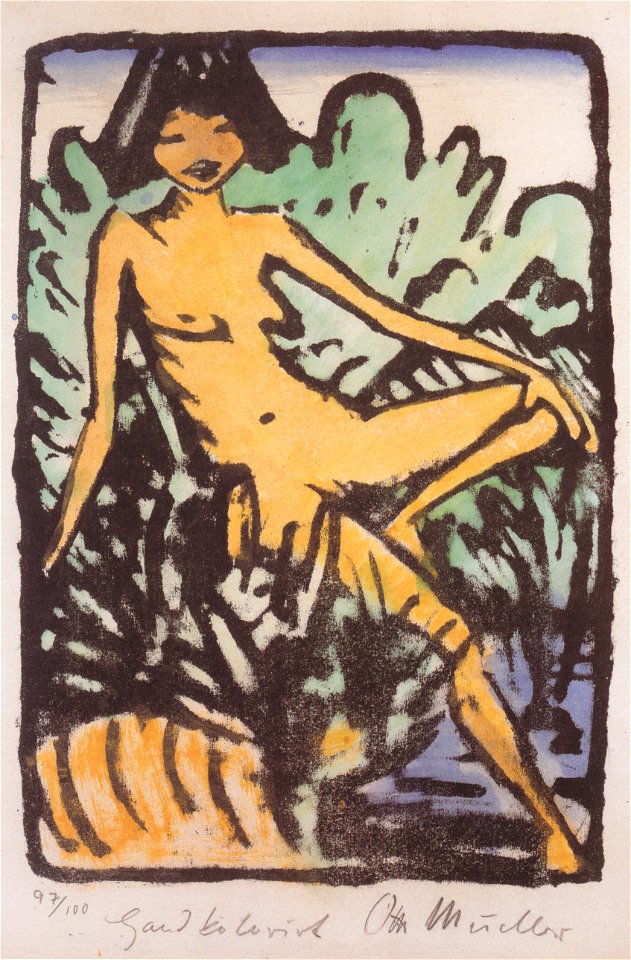 Otto Mueller - Am Ufer sitzendes Mädchen - 1922-26