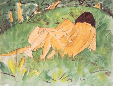 Otto Müller - Zwei weibliche Akte auf einer Waldwiese - 1923