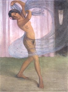 Otto Mueller - Tänzerin mit Schleier, von einem Mann beobachtet - ca 1903. Free illustration for personal and commercial use.