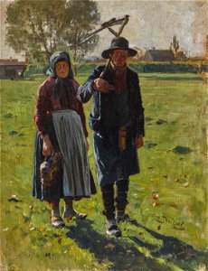 Otto Strützel Bauernpaar mit Sense 1899