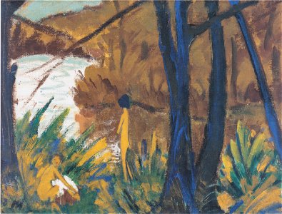 Otto Mueller - Waldsee mit zwei Akten2
