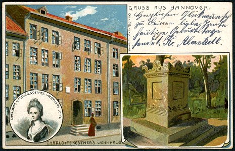 Otto Pilzecker AK Gruss aus Hannover Charlotte Kestner's Wohnhaus, Bildseite