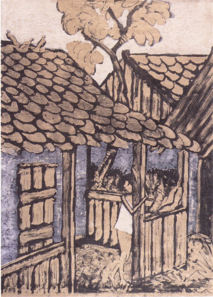 Otto Mueller - Zwei Zigeunerkinder vor der Hütte, 1926-27