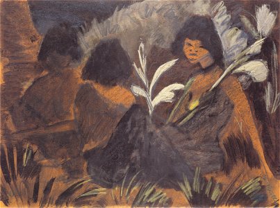 Otto Mueller - Drei sitzende Zigeunermädchen im Wald - ca1928