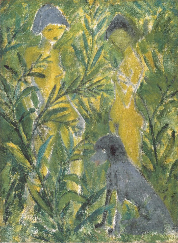 Otto Mueller - Zwei Mädchen mit Pudel