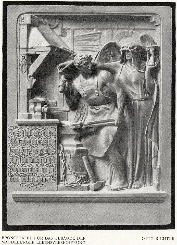 Otto Richter - Bronze-Tafel für das Gebäude der Magdeburger Lebensversicherung