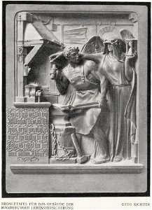 Otto Richter - Bronze-Tafel für das Gebäude der Magdeburger Lebensversicherung
