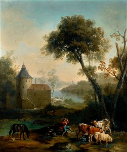 Jean-Baptiste Oudry - Pastorale avec un chàteau l'arrière plan (1728)