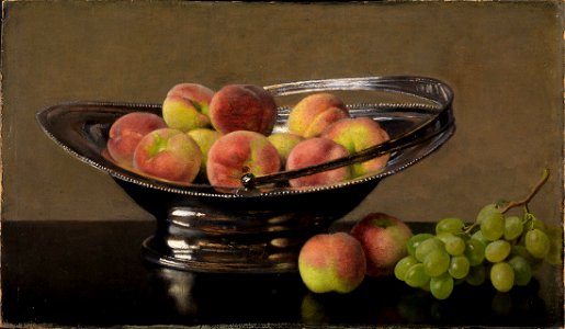Otto Scholderer - Pfirsiche in einem Silberkörbchen - 1002 - Staatliche Kunsthalle Karlsruhe