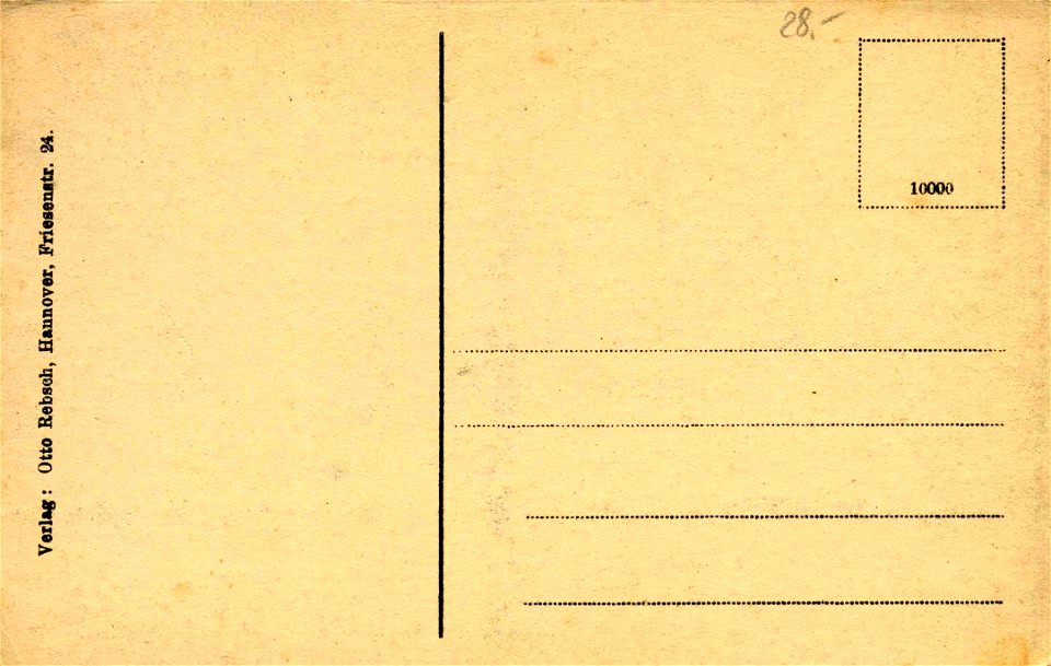 Otto Rebsch PC Hannover. Villa Waldersee. Adressseite, 10000