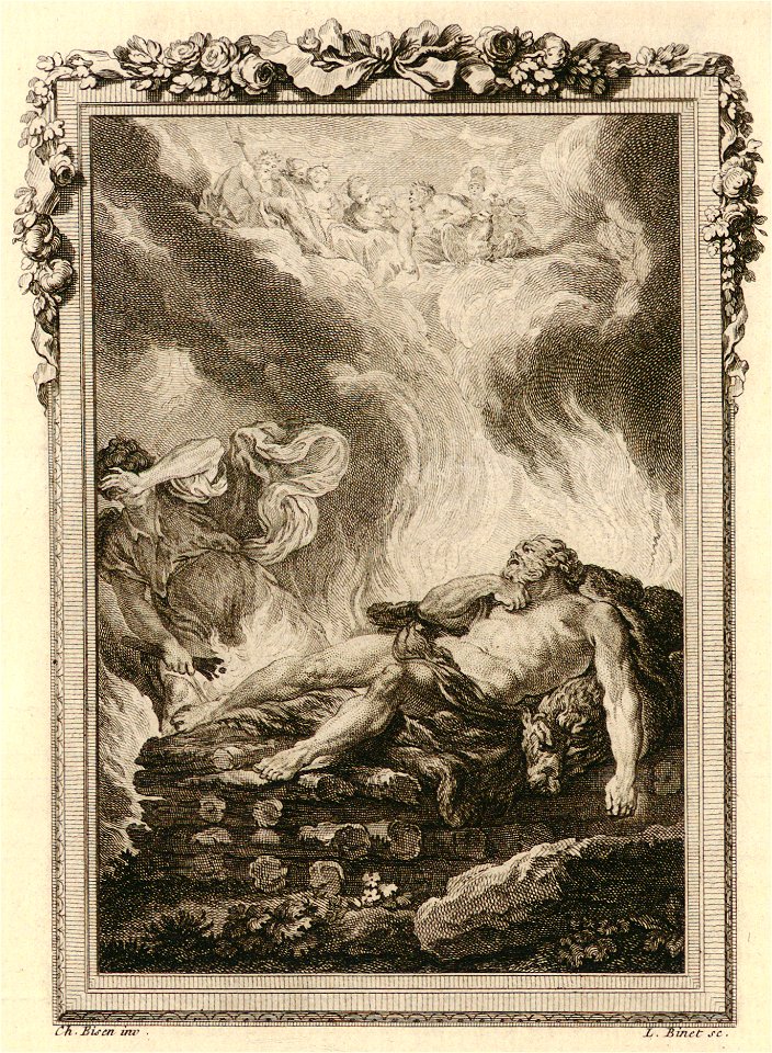 Ovide - Metamorphoses - III - Philoctète met le feu au bucher sur lequel est étendu Hercule