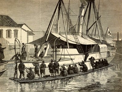 Overhauling a gun-boat at Shanghai