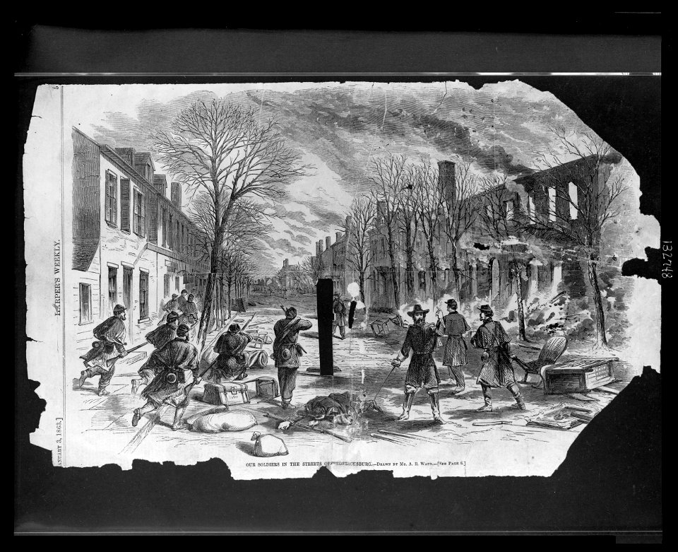 Our soldiers in streets of Fredericksburg - drawn by Mr. A.R. Waud. LCCN2003663006