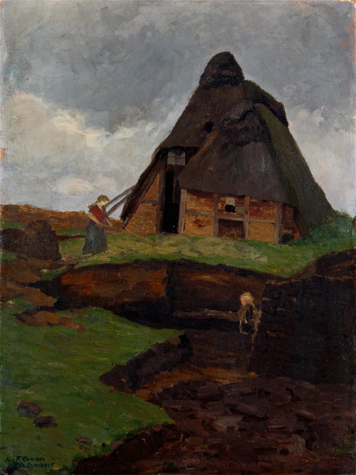 Fritz Overbeck - Moorkate mit Kind und Frau (ca. 1894)