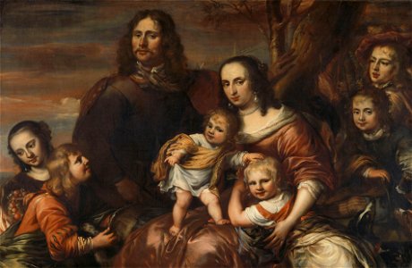 Een echtpaar met zes kinderen Rijksmuseum SK-A-850