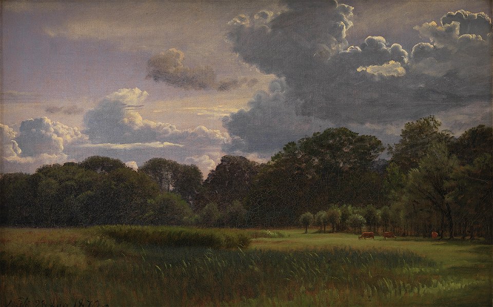 P.C. Skovgaard - Optrækkende tordenbyge over Nysø Have og Fribedet - KMS1559 - Statens Museum for Kunst