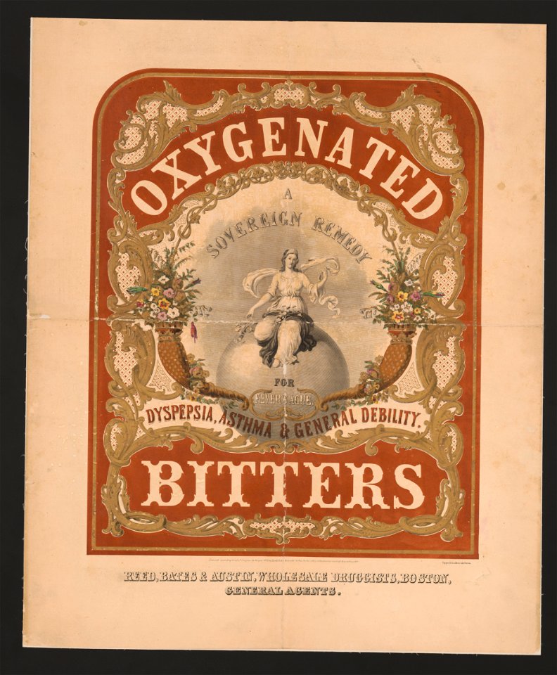 Oxygenated bitters. A sovereign remedy for fever & ague, dyspepsia, asthma & general debility LCCN2014645181