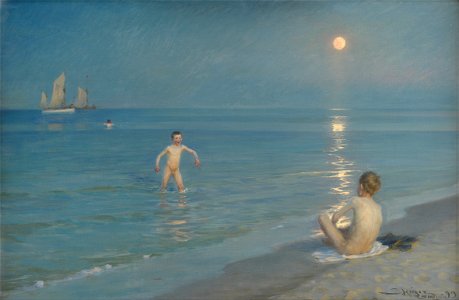 P.S. Krøyer - Boys Bathing at Skagen. Summer Evening - Google Art Project. Free illustration for personal and commercial use.