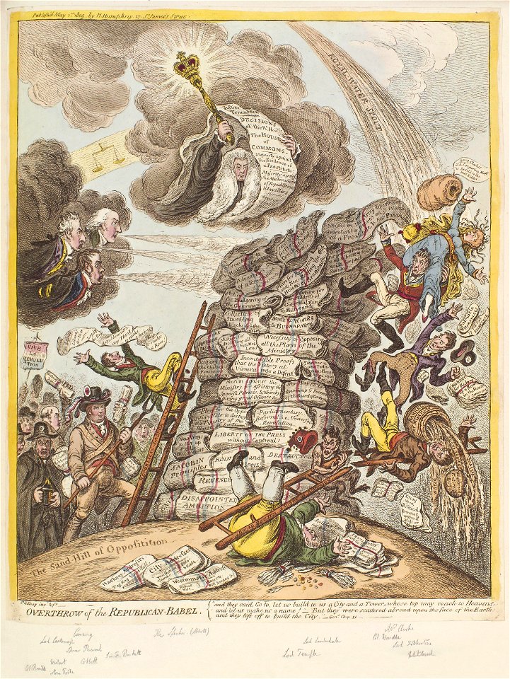 Overthrow of the Republican-Babel by James Gillray