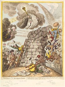 Overthrow of the Republican-Babel by James Gillray. Free illustration for personal and commercial use.