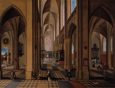 P. I Neeffs - Interieur van een gotische kerk - NK1713 - Cultural Heritage Agency of the Netherlands Art Collection