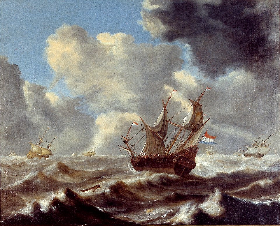 P. I Mulier - Zeilschepen op een woelige zee - NK1864 - Cultural Heritage Agency of the Netherlands Art Collection