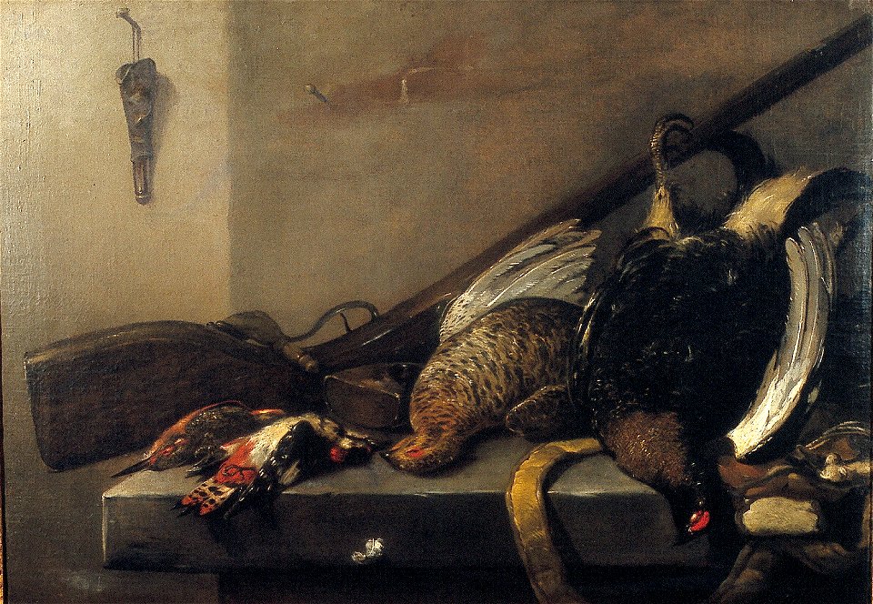 P.P. van Noort - Stilleven met geweer en twee dode korhoenders - NK2477 - Delft Municipal Museums