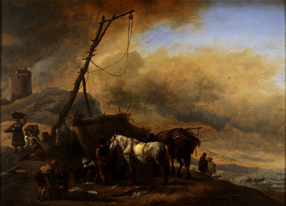 P. (1619-05-24) Wouwerman - Duinlandschap met vissers en paarden - NK2504 - Cultural Heritage Agency of the Netherlands Art Collection
