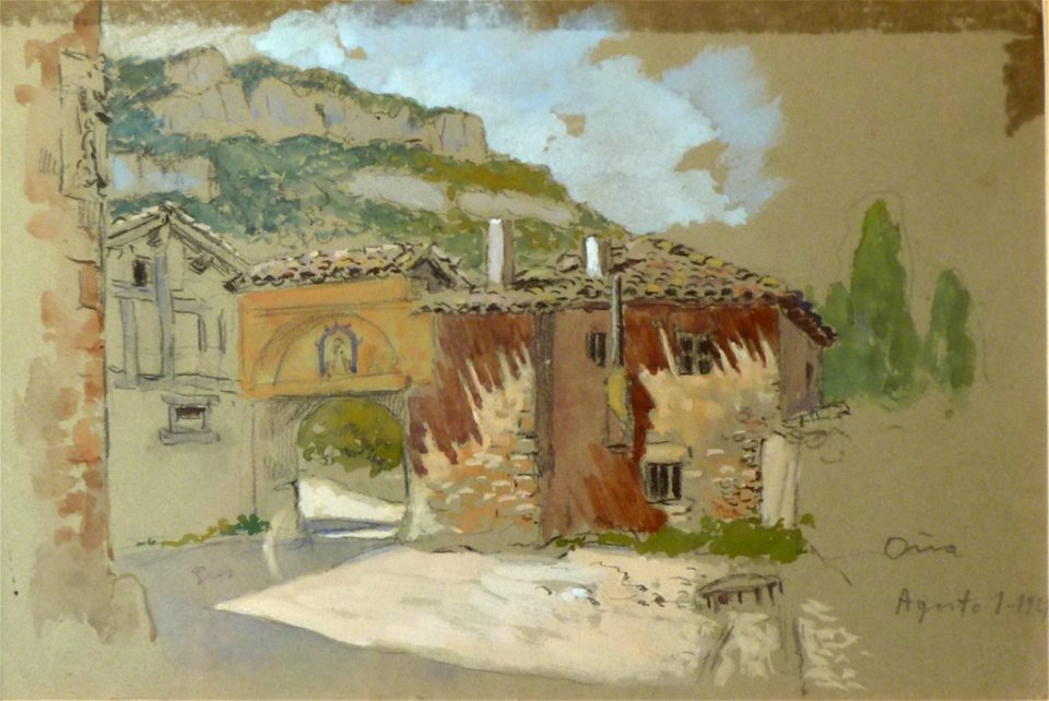 Oña, watercolor, 1.8.1921, 16 x 23 cm, by Mariano Pedrero, collection of Maruja Pedrero