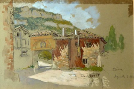 Oña, watercolor, 1.8.1921, 16 x 23 cm, by Mariano Pedrero, collection of Maruja Pedrero