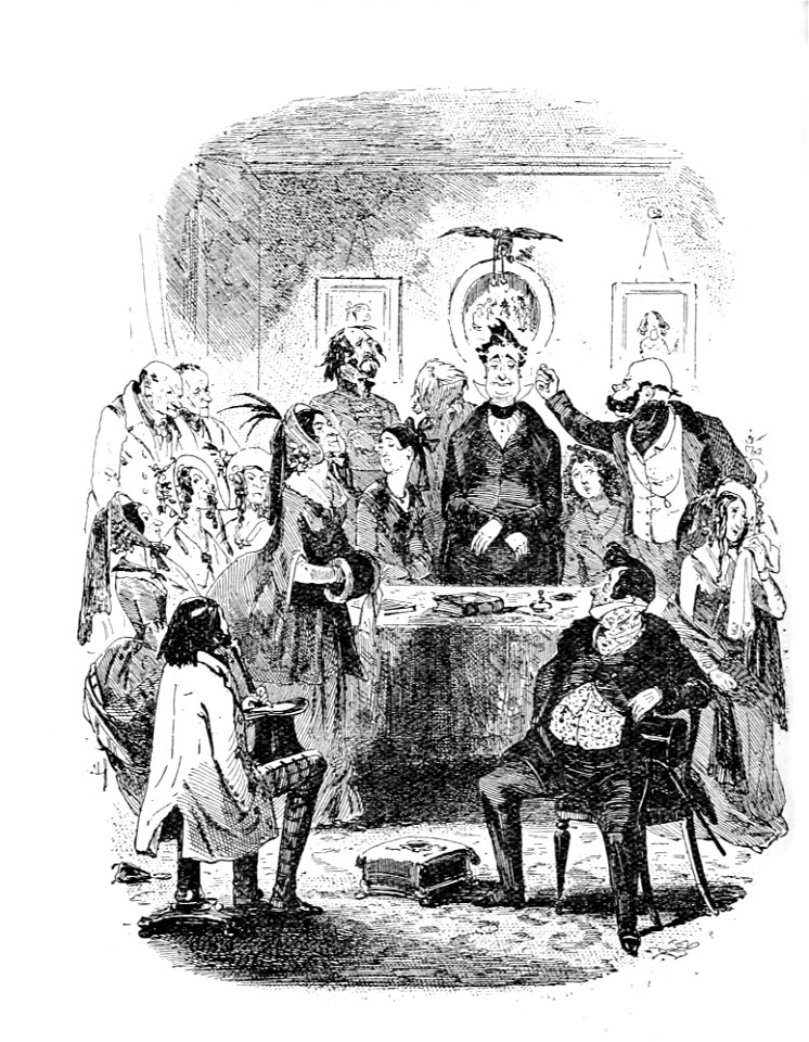 P042--Martin Chuzzlewit (Phiz)--family party at pecksniff's