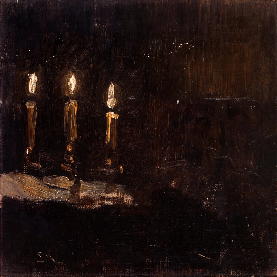 P.S. Krøyer, Studie af tændte lys i stager, 1896, Skagens Kunstmuseer
