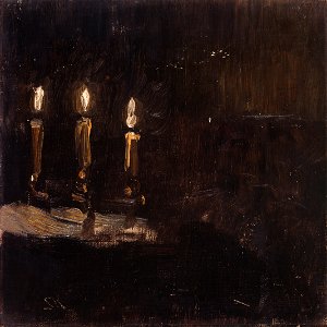 P.S. Krøyer, Studie af tændte lys i stager, 1896, Skagens Kunstmuseer
