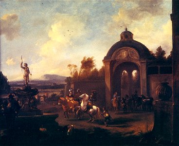 P. (1623-09-13) Wouwerman - Jachtgezelschap bij een fontein - B262 - Cultural Heritage Agency of the Netherlands Art Collection