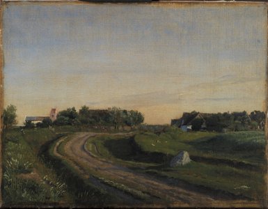 P.C. Skovgaard - Vejby with the Church seen from the North. Evening Light. Zealand - KMS7640 - Statens Museum for Kunst