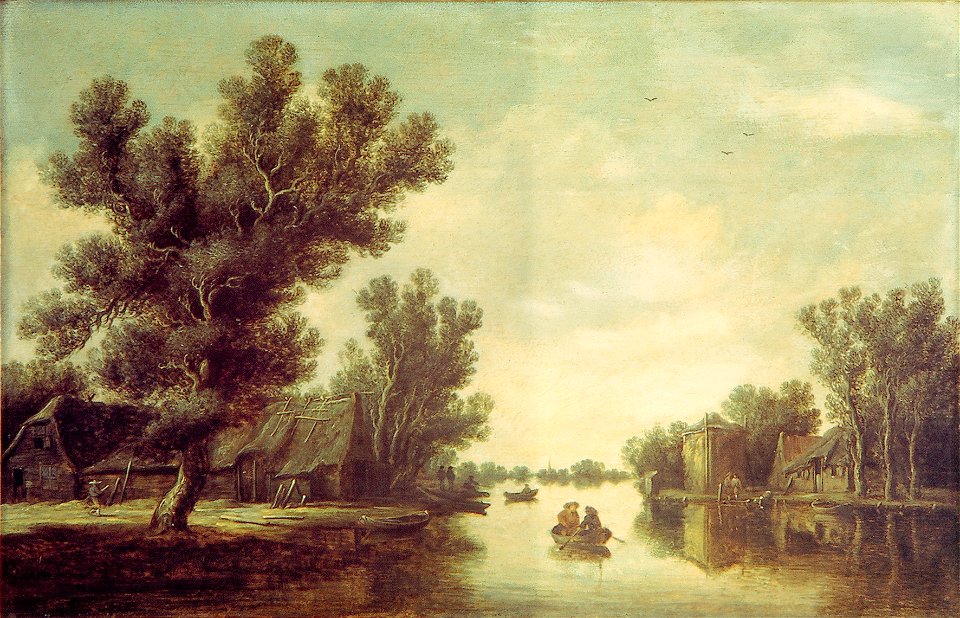 P. de Neyn - Boerderijen aan het water - NK2540 - Cultural Heritage Agency of the Netherlands Art Collection
