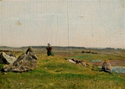 P.C. Skovgaard, Pige på en kæmpehøj ved Vejby, 1838, 14.684, Skovgaard Museet
