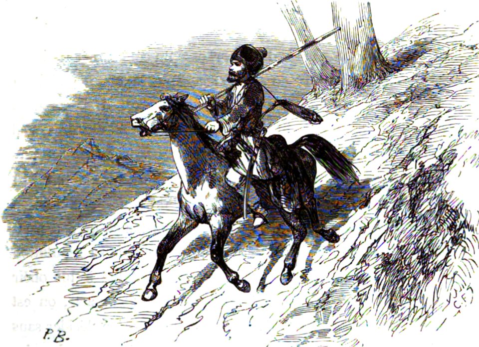 P.B. Tchetchense se rendant a une embuscade. Floriant Gille. Lettres sur le Caucase et la Crimée. 1859. P.139